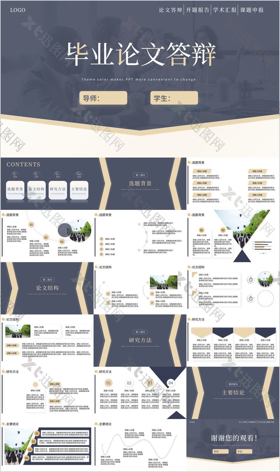 毕业论文答辩学术汇报PPT模板