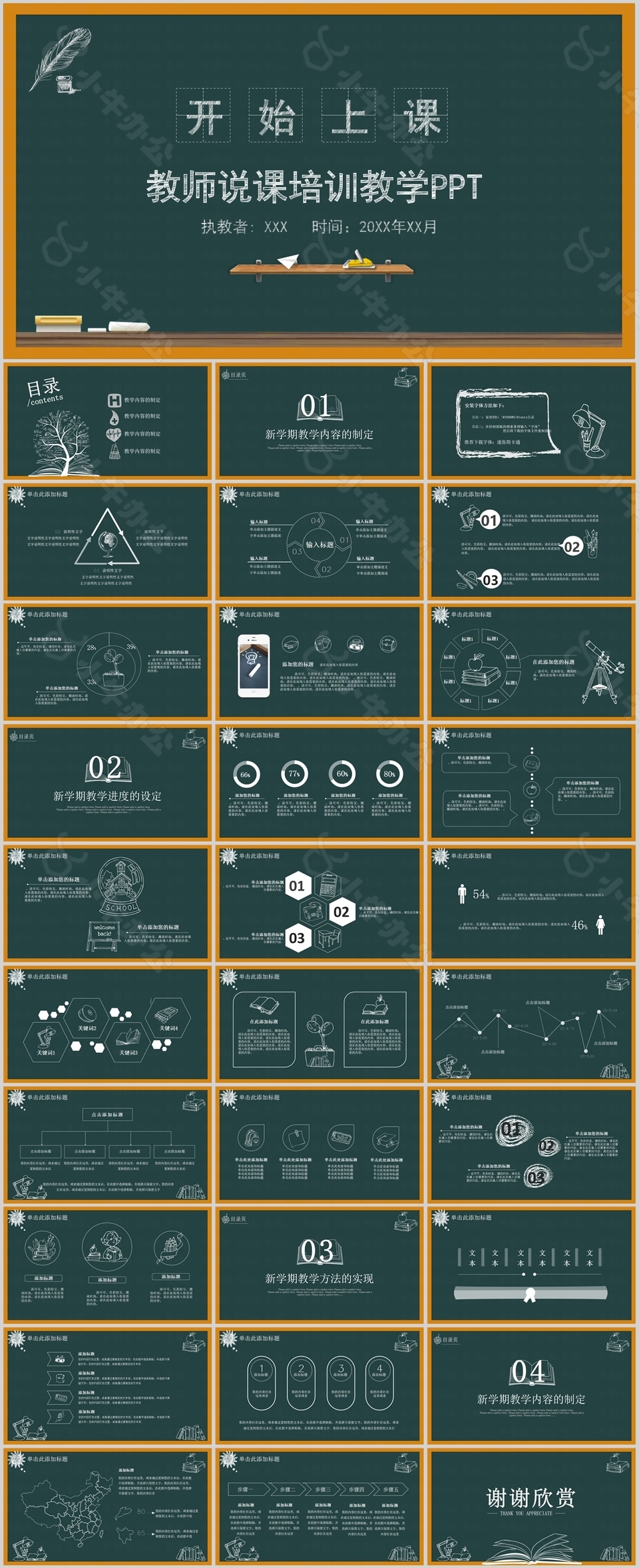 黑板风教师说课培训教学课件PPT模板
