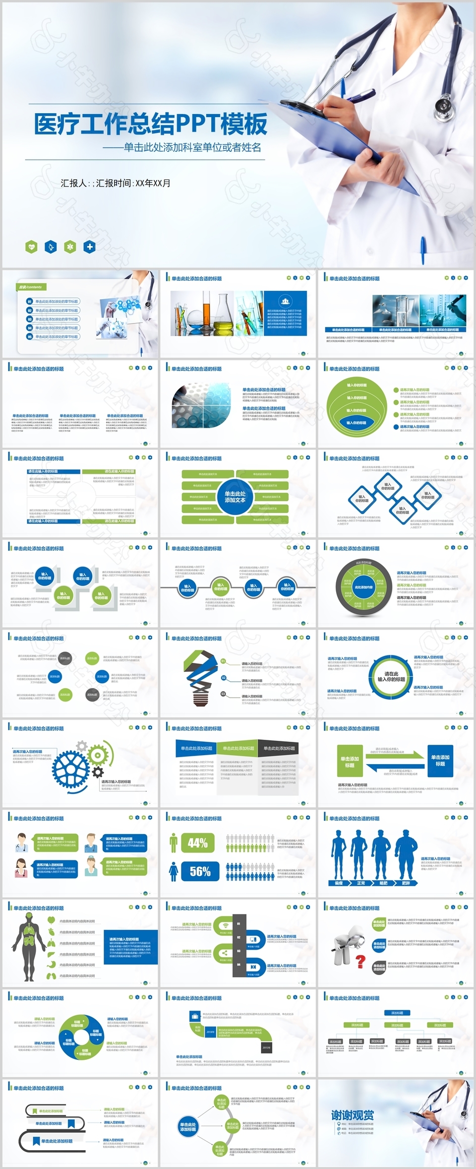 简约医疗行业工作总结汇报PPT模板