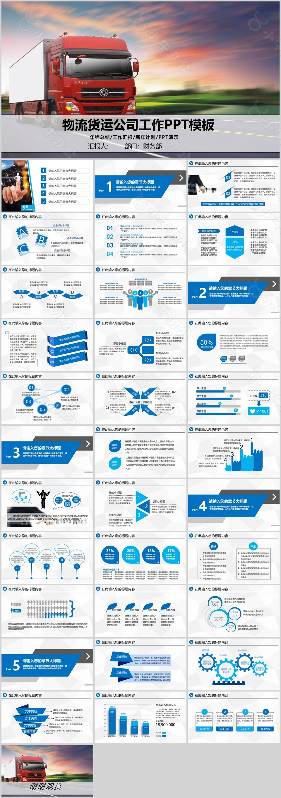 物流货运公司工作总结汇报PPT模板