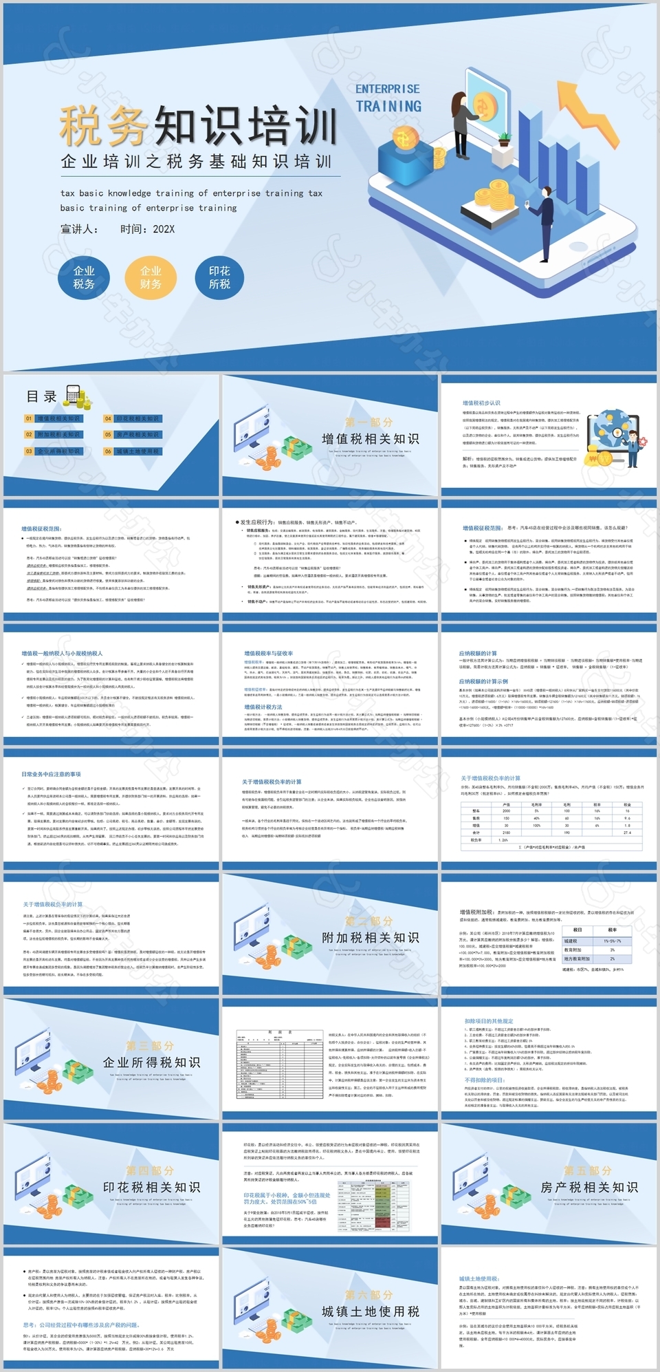 扁平商务风企业税务基础知识培训PPT模板