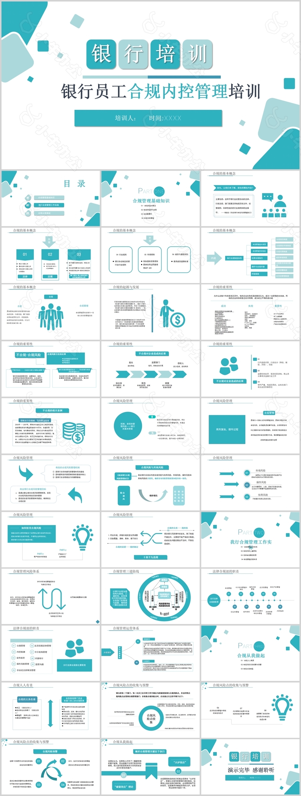 几何风银行员工合规内控管理培训PPT模板