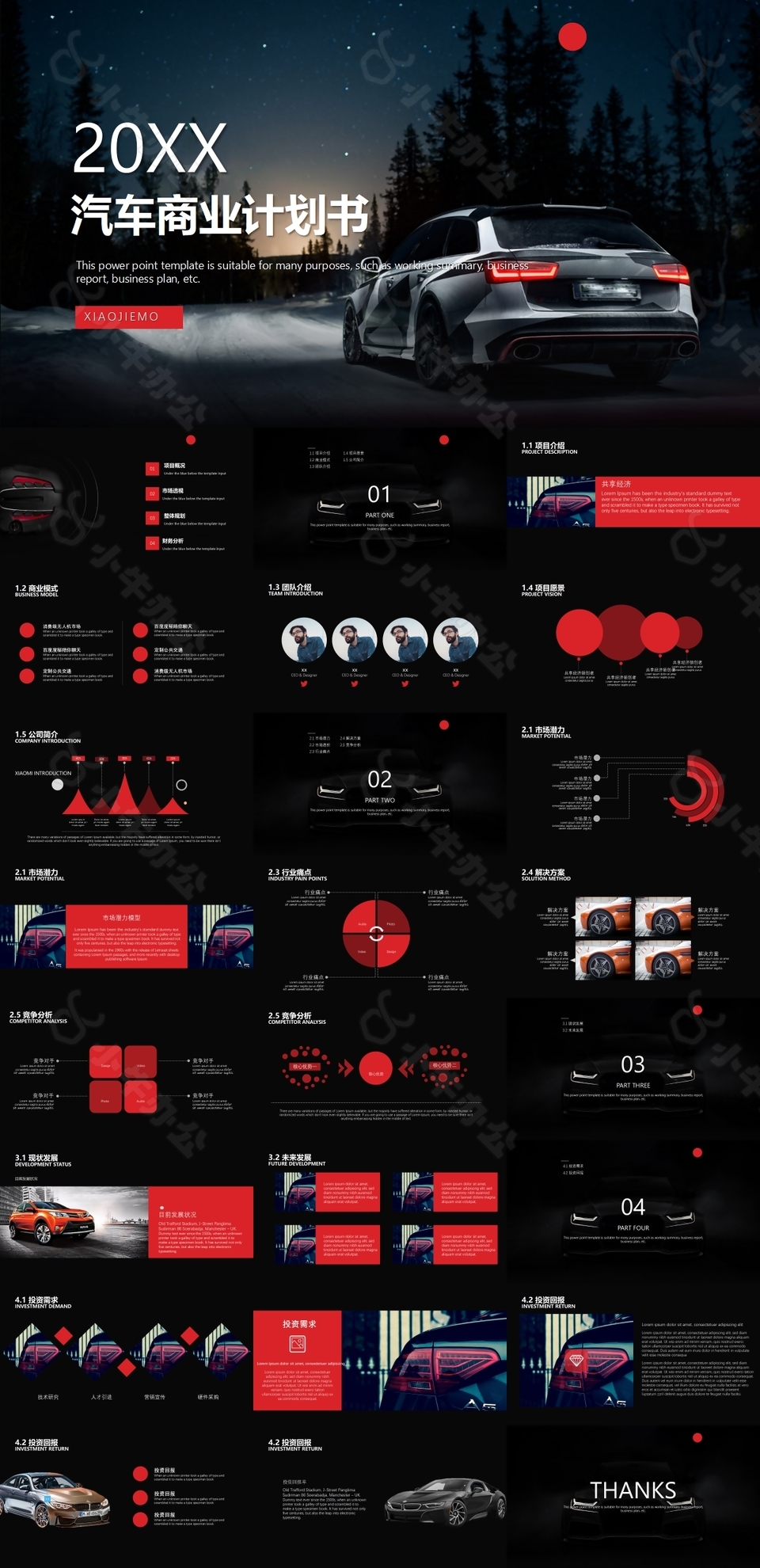 黑色商务汽车商业计划书PPT素材