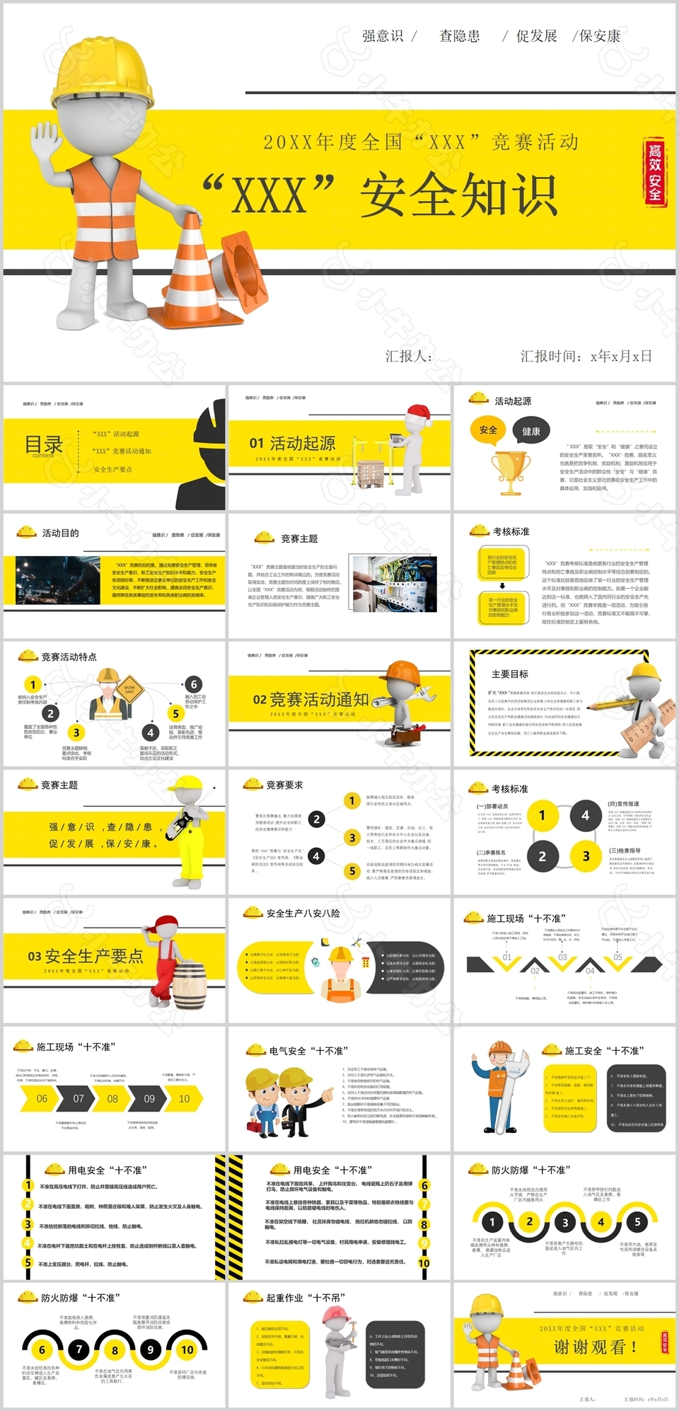 经典实用全国安全知识竞赛活动PPT模板