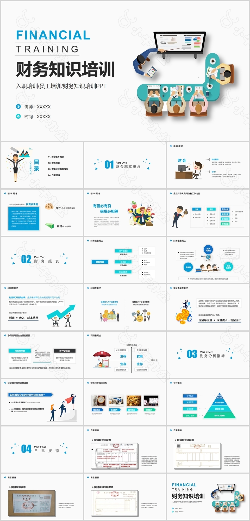 商务扁平风财务知识培训课件PPT模板