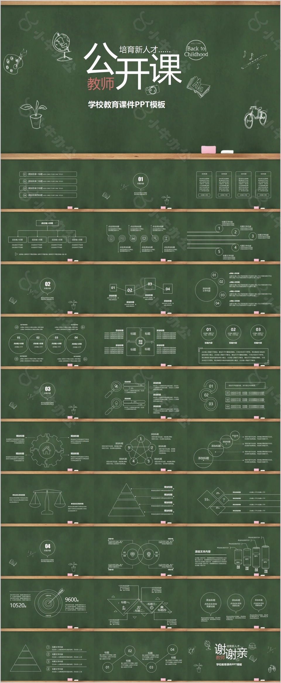创意黑板风教师公开课课件PPT模板