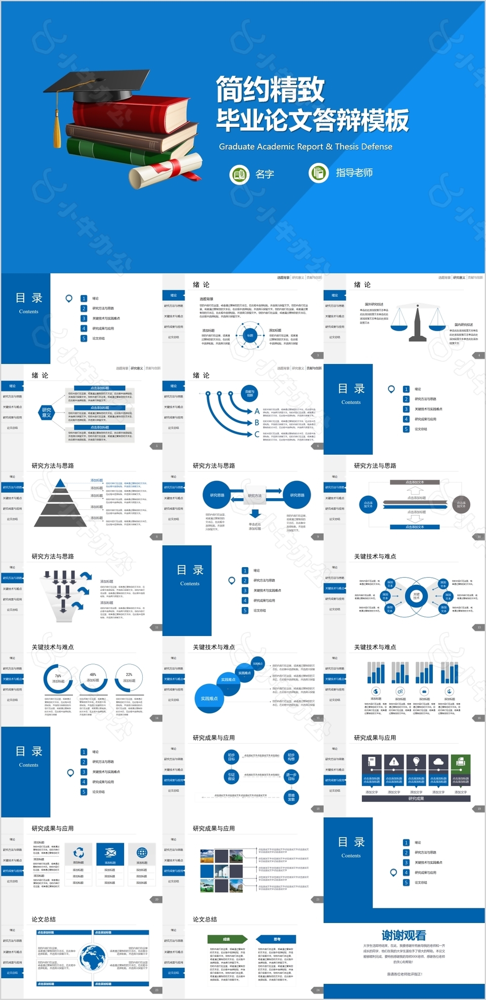简约精致毕业论文答辩开题报告PPT模板