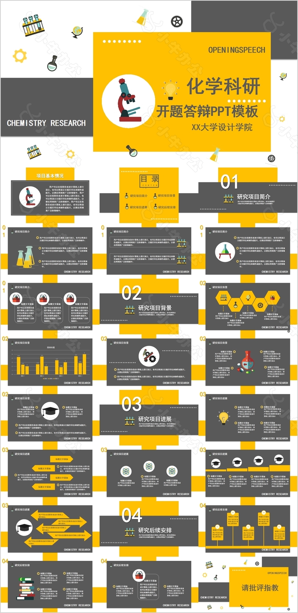 化学科研开题报告毕业答辩PPT模板