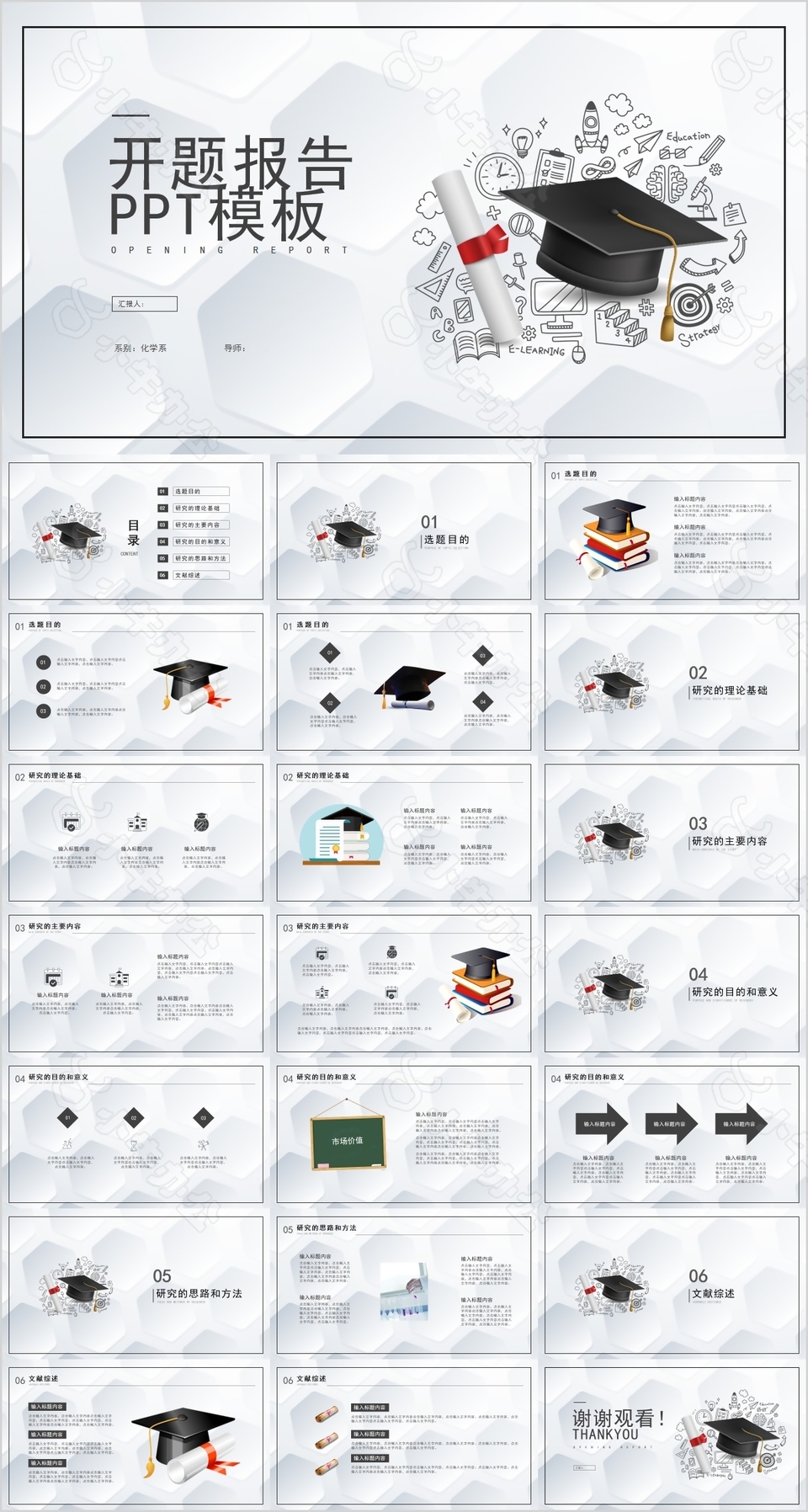 化学系开题报告毕业论文答辩PPT模板