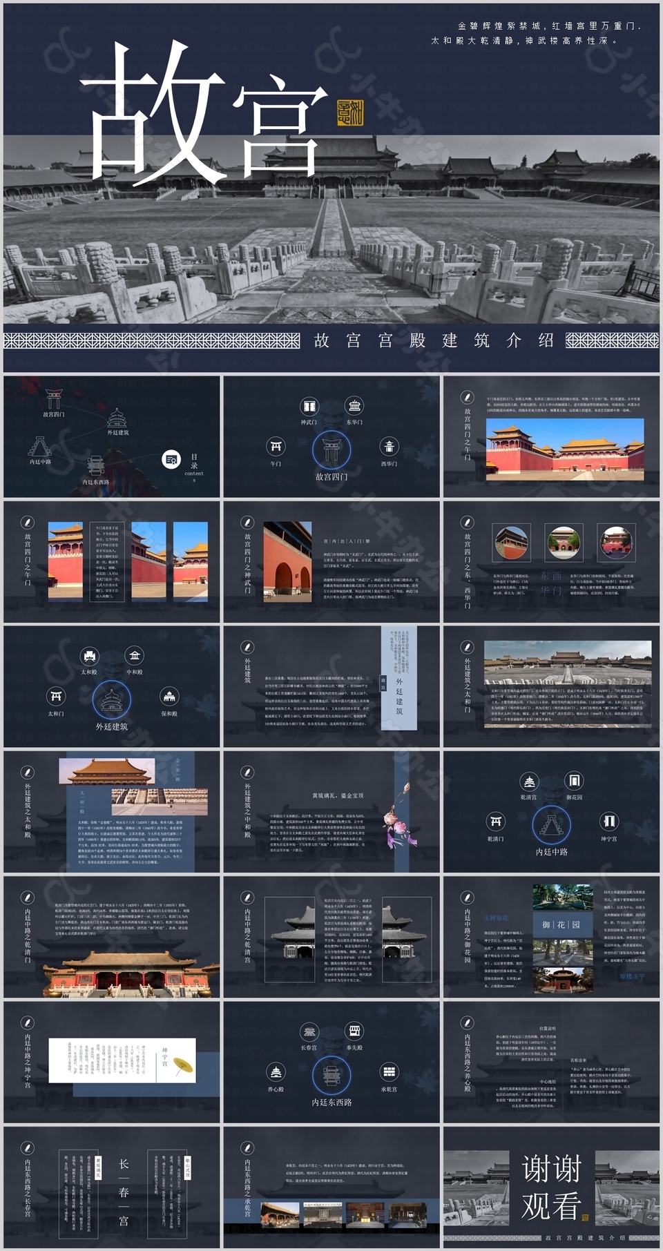 大气中国风故宫宫殿建筑介绍PPT模板