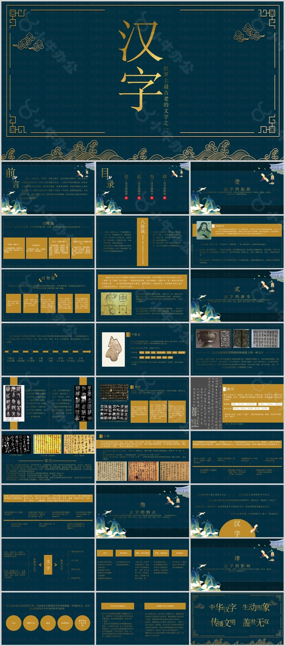 复古中国风世界古老汉字宣传PPT课件