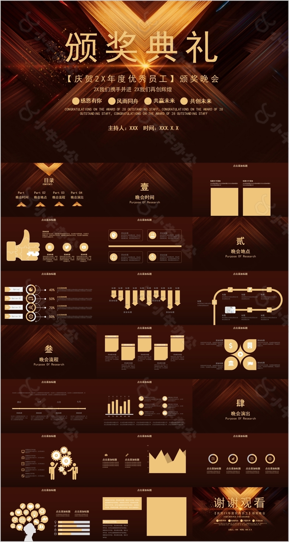 颁奖典礼优秀员工晚会策划PPT模板