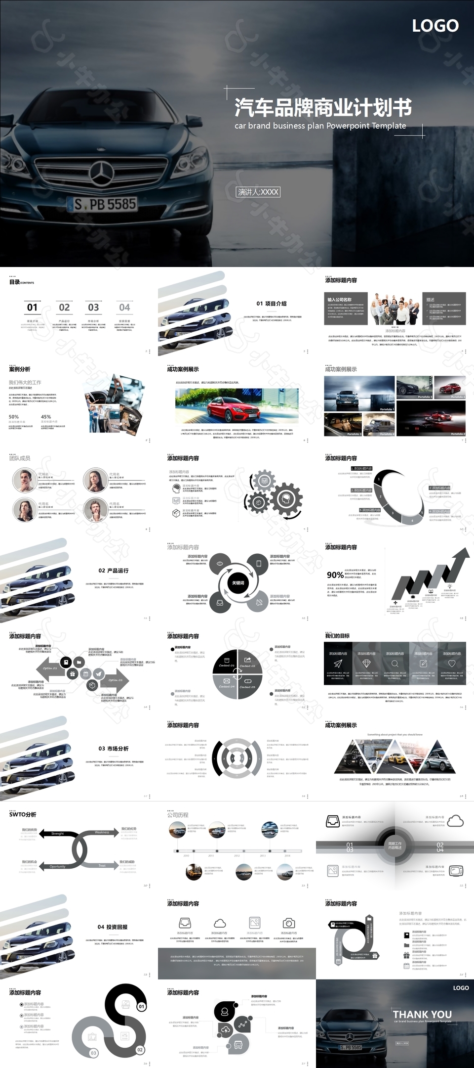 汽车品牌商业计划书PPT模板下载