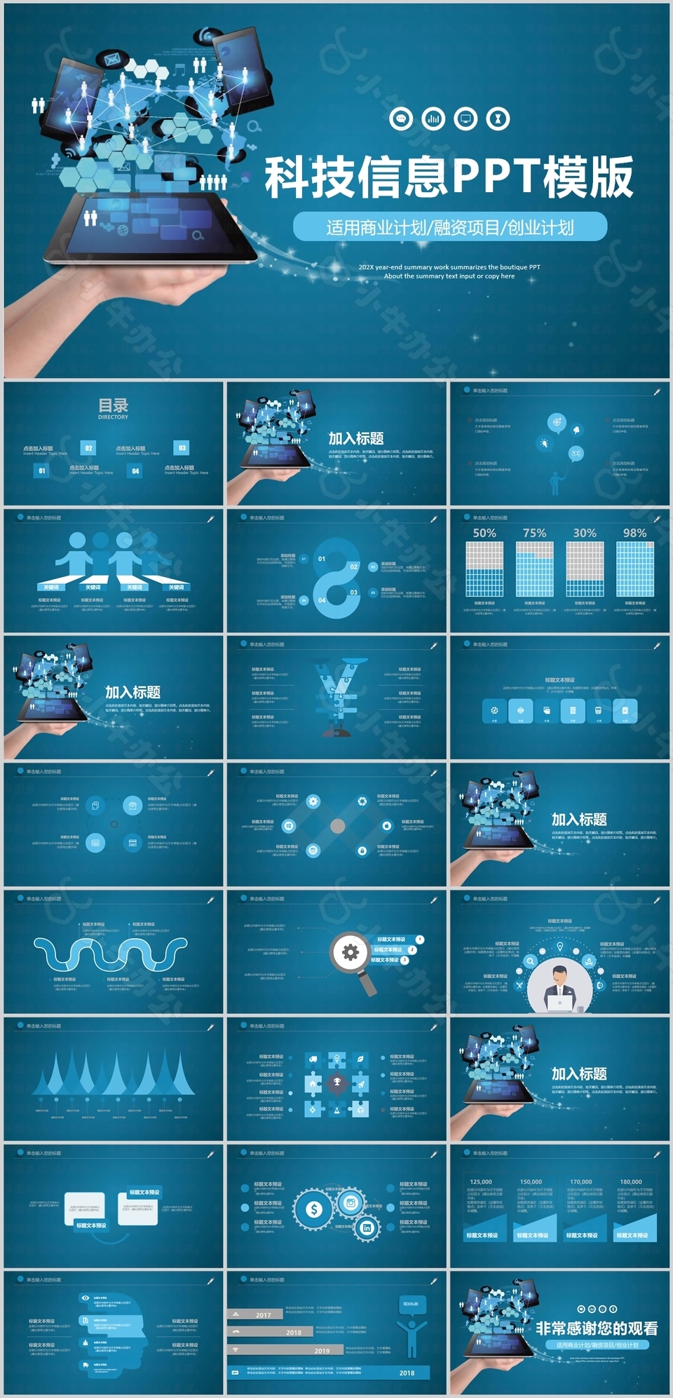 科技信息商业融资项目计划书PPT模版