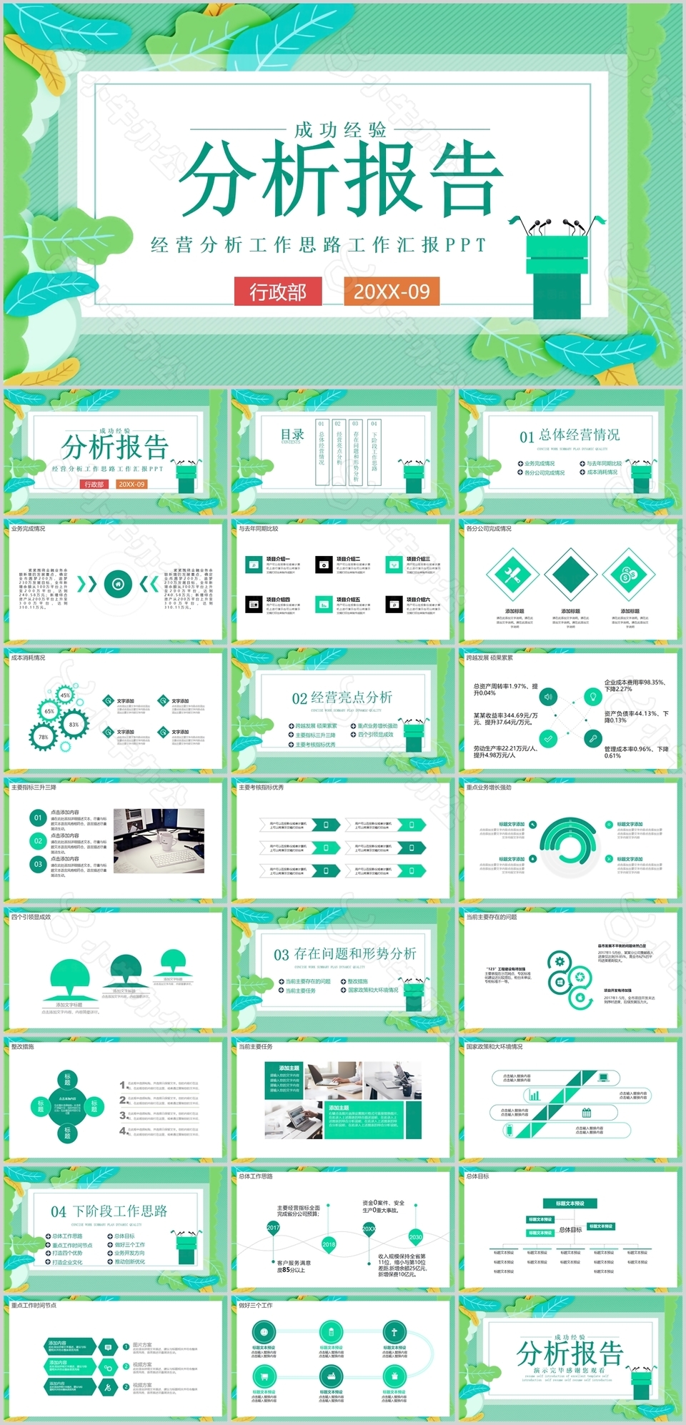 绿色经营分析工作思路工作汇报PPT模板