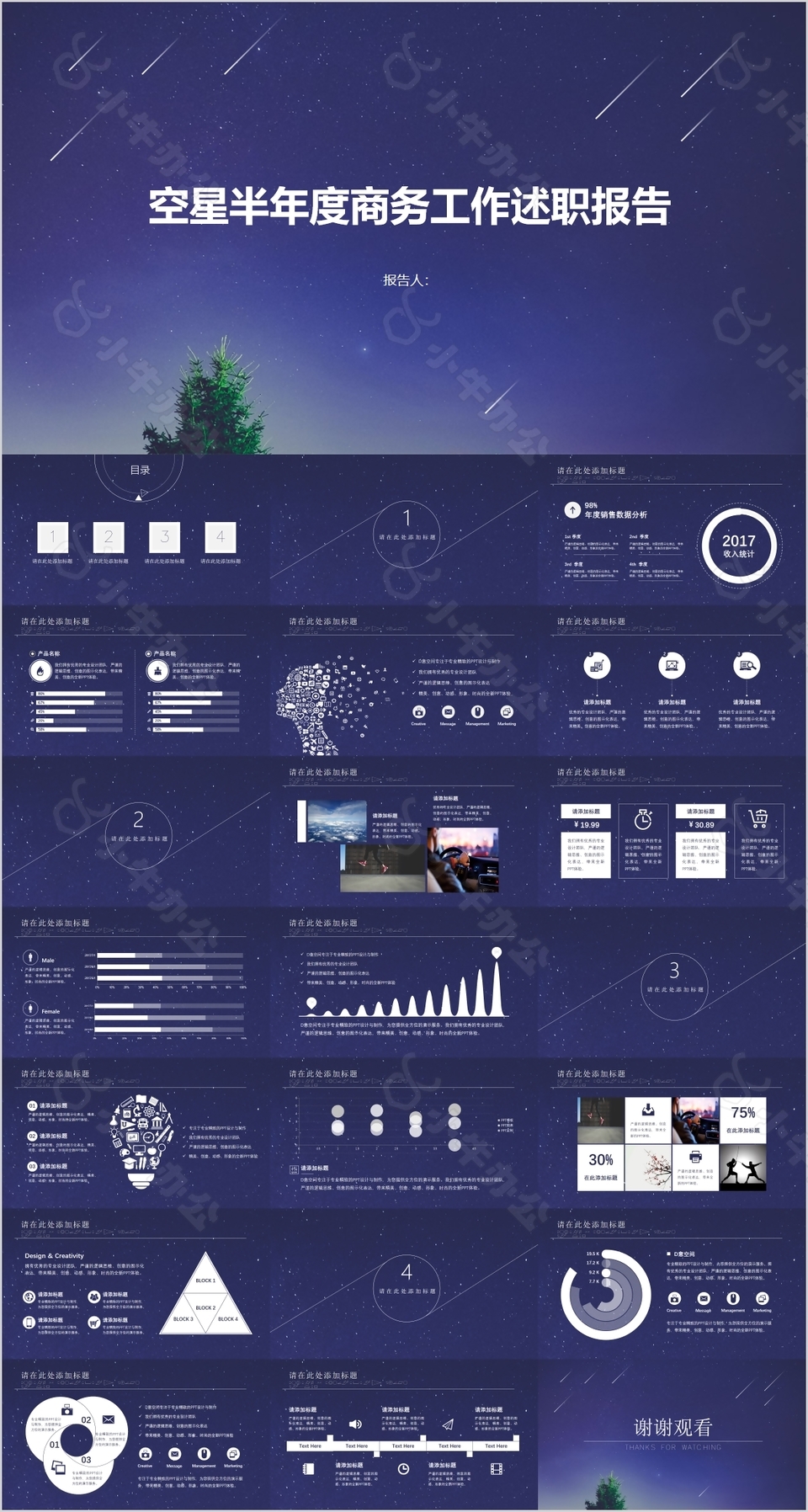 星空半年度商务工作述职报告PPT模板