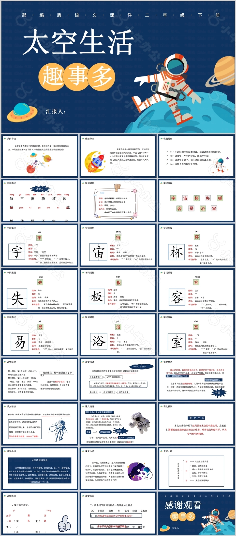 部编版太空生活趣事多语文课件PPT模板