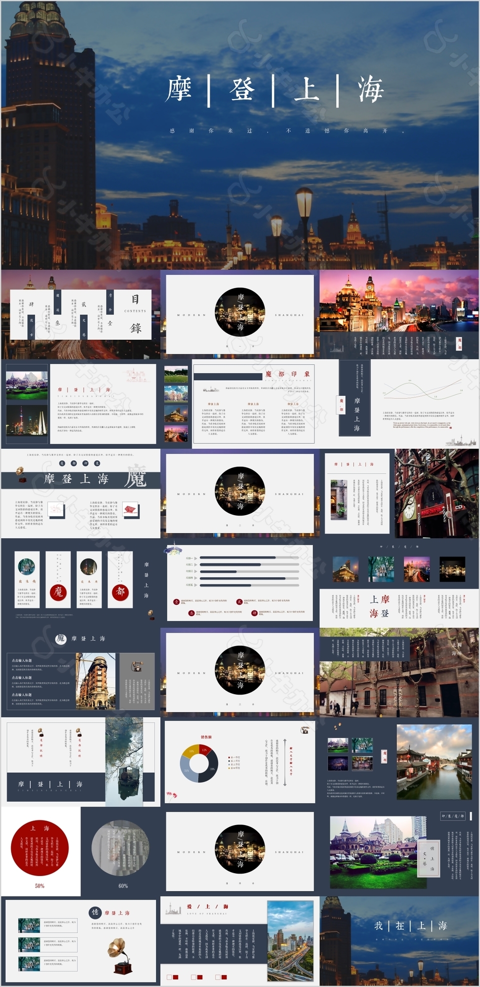 高端大气摩登上海旅游宣传介绍PPT模板