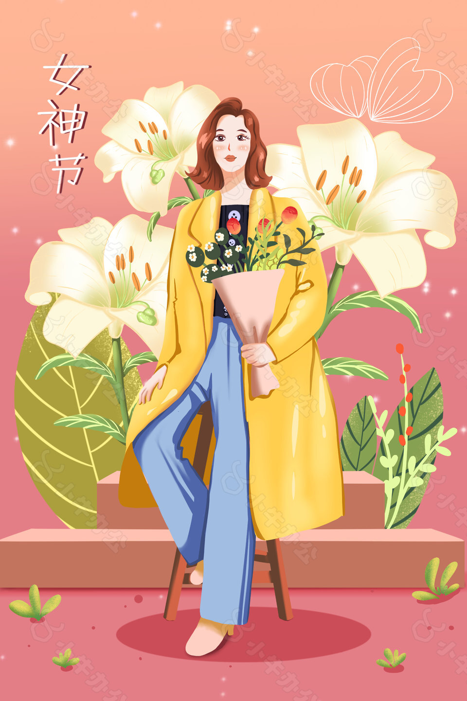 妇女节鲜花元素节日海报