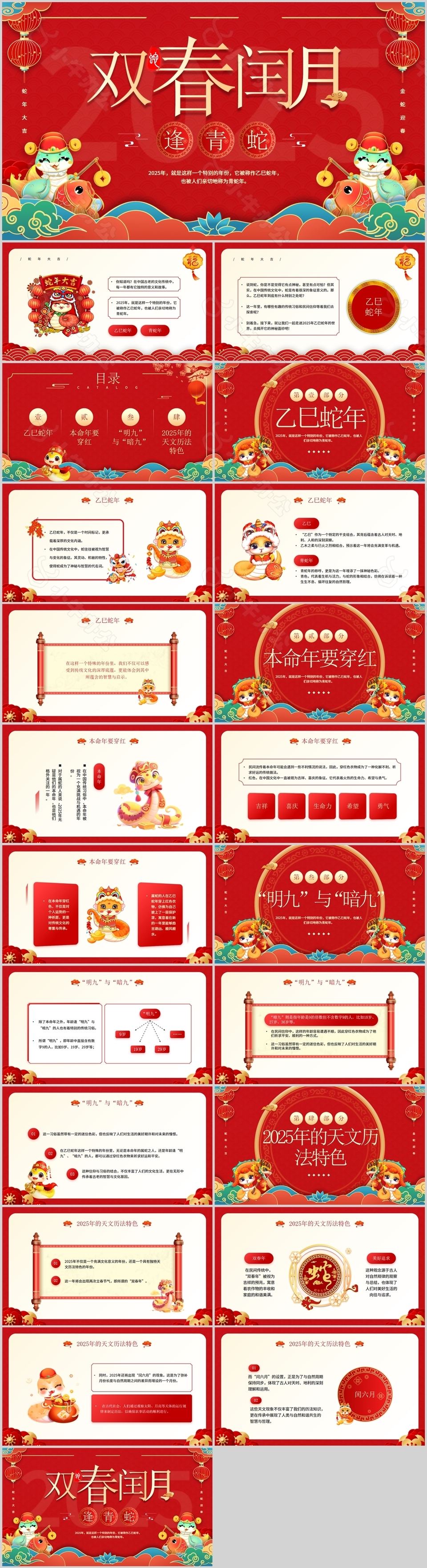 双春闰月蛇年大吉新春年俗介绍ppt