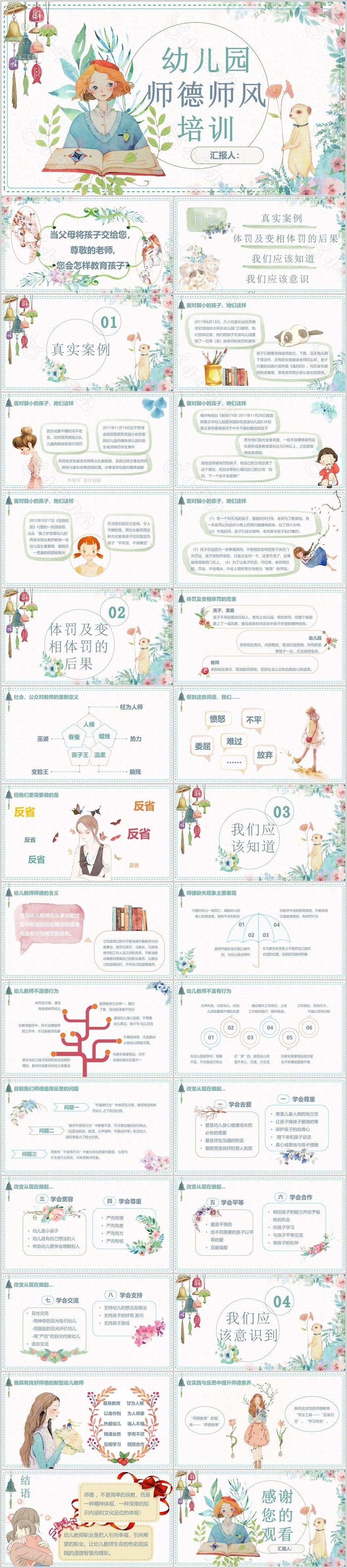 幼儿园师德师风培训水墨卡通ppt