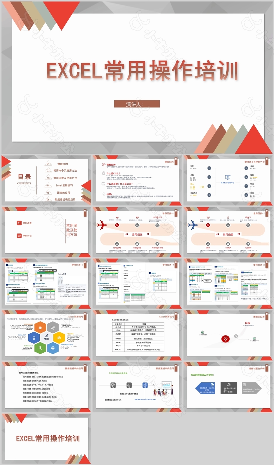 简约几何风Excel常用操作培训课件