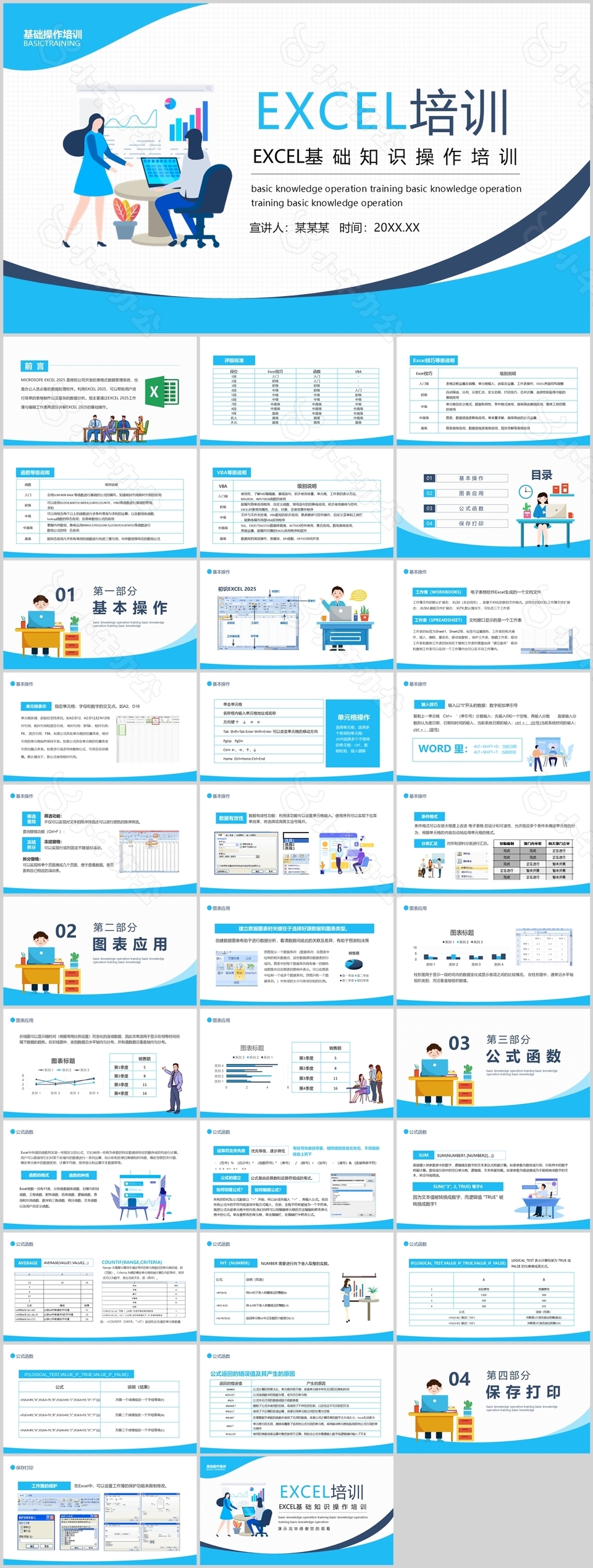 扁平风Excel基础知识操作培训课件