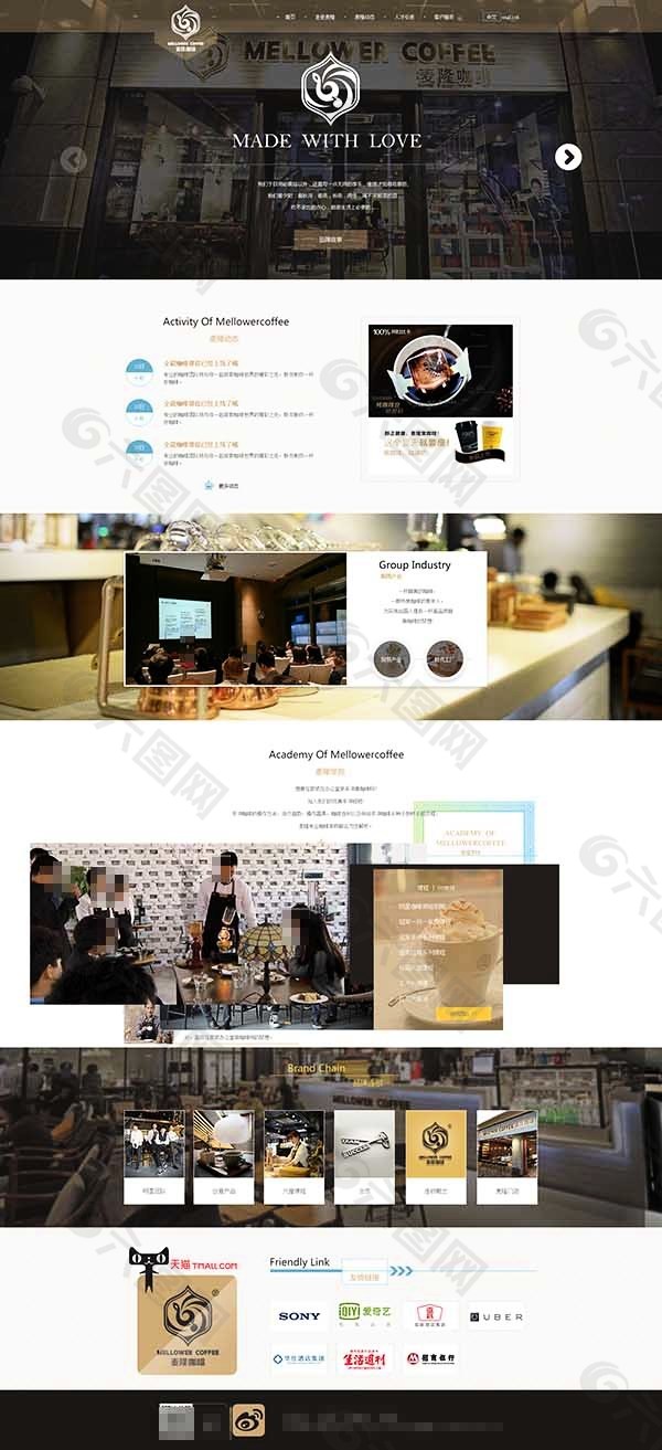 欧式咖啡食品类企业网站模板PSD分层素材