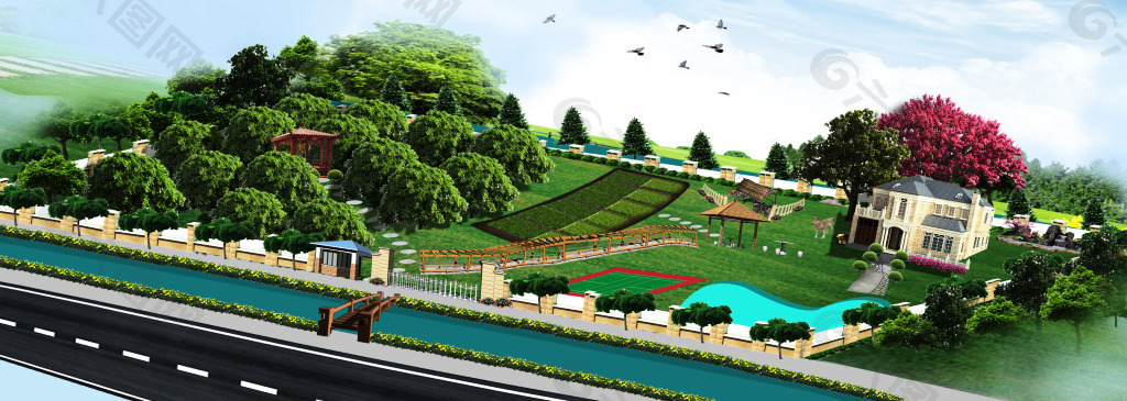小农场设计3D高清PS园林景观设计素材