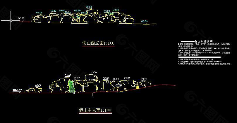 某小区假山平面图