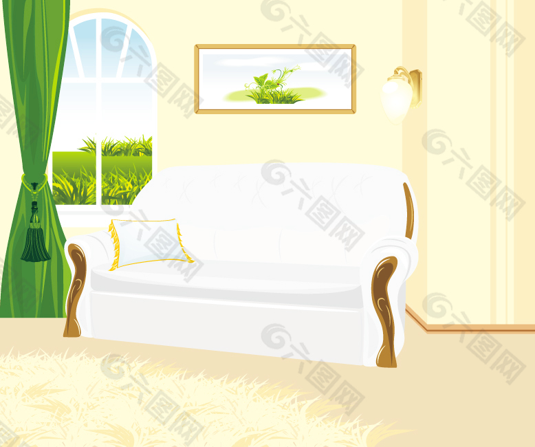 温馨白色沙发效果图