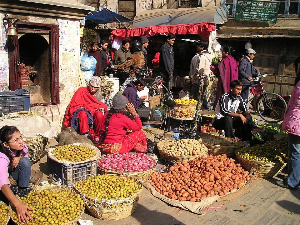 尼泊尔,街头市场,水果