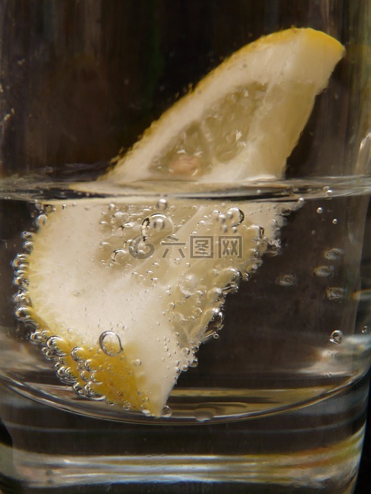 玻璃,喝,柠檬