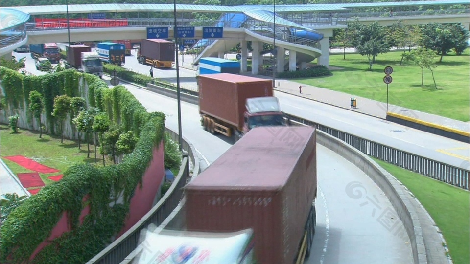 港口码头货车运输公路收费站跨海大桥航拍