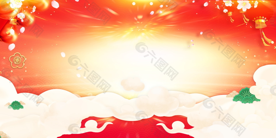 传统新春佳节舞台海报背景素材
