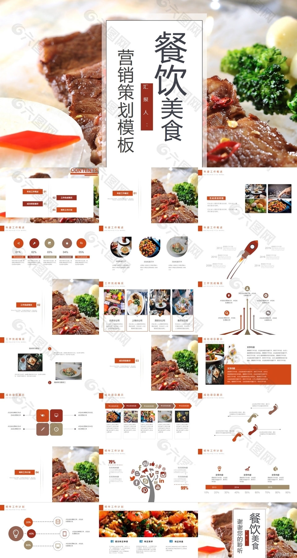 美味中国传统餐饮美食营销策划PPT模板