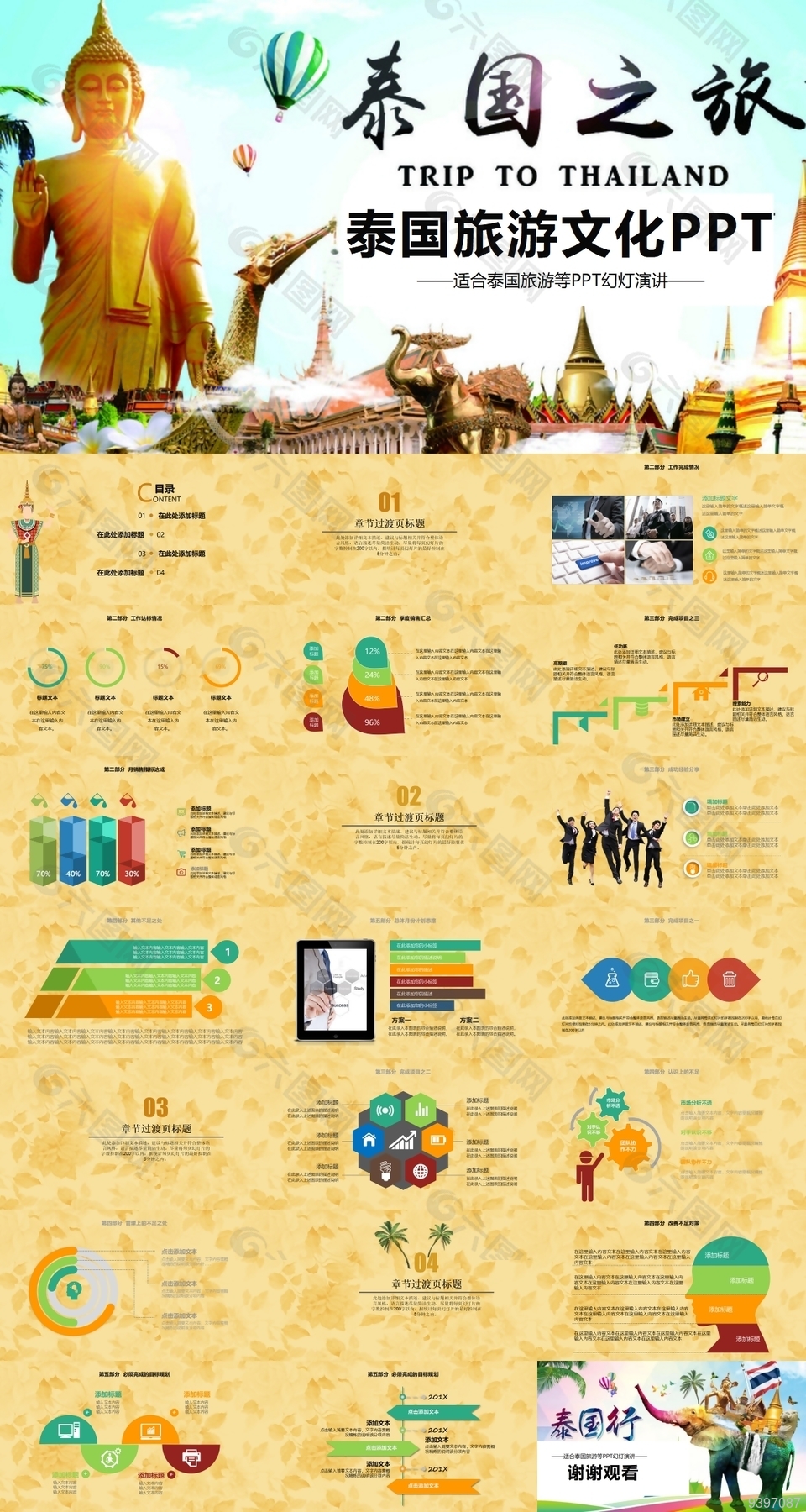 简约泰国之旅泰国旅游文化PPT素材