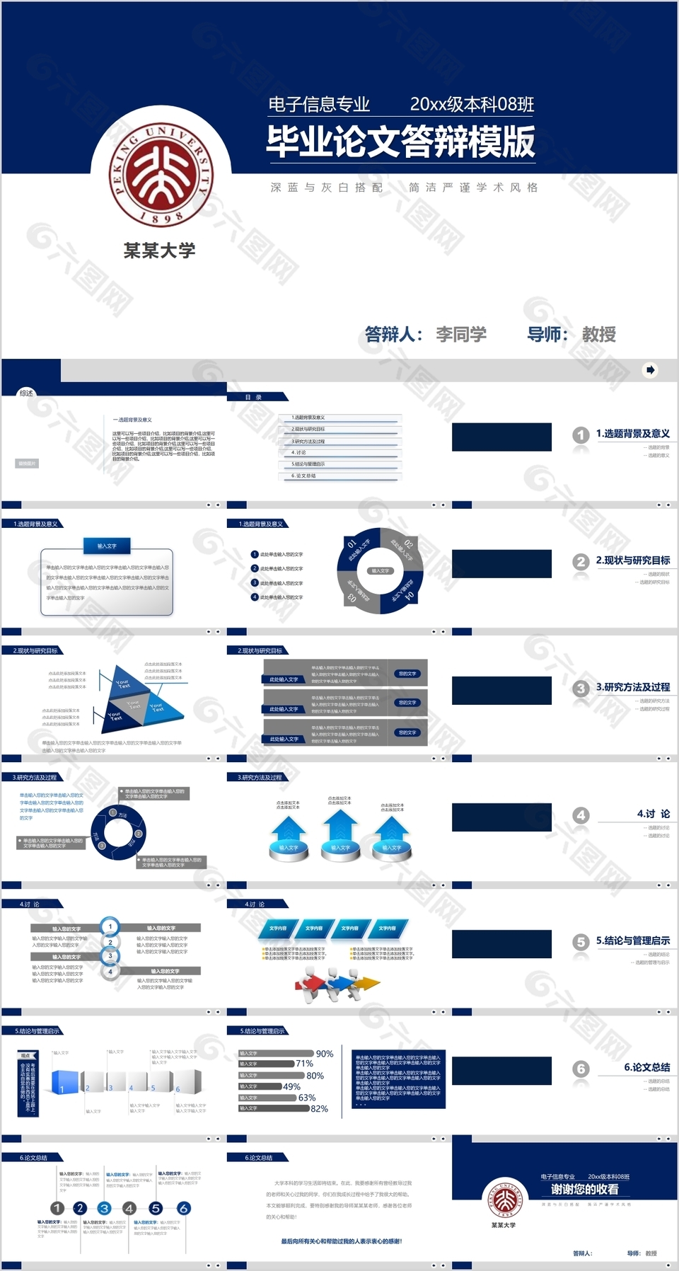 简洁严谨学术风格毕业论文答辩PPT模版