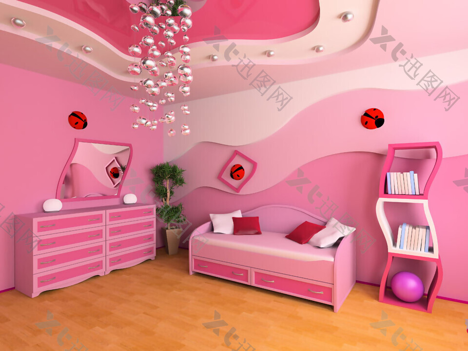 粉色房间装潢设计图片