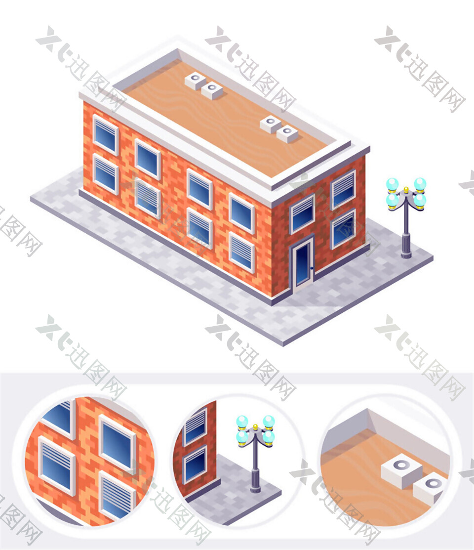 玉兰灯和楼房建筑图片