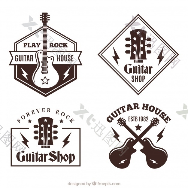 平面设计中的各种吉他标识