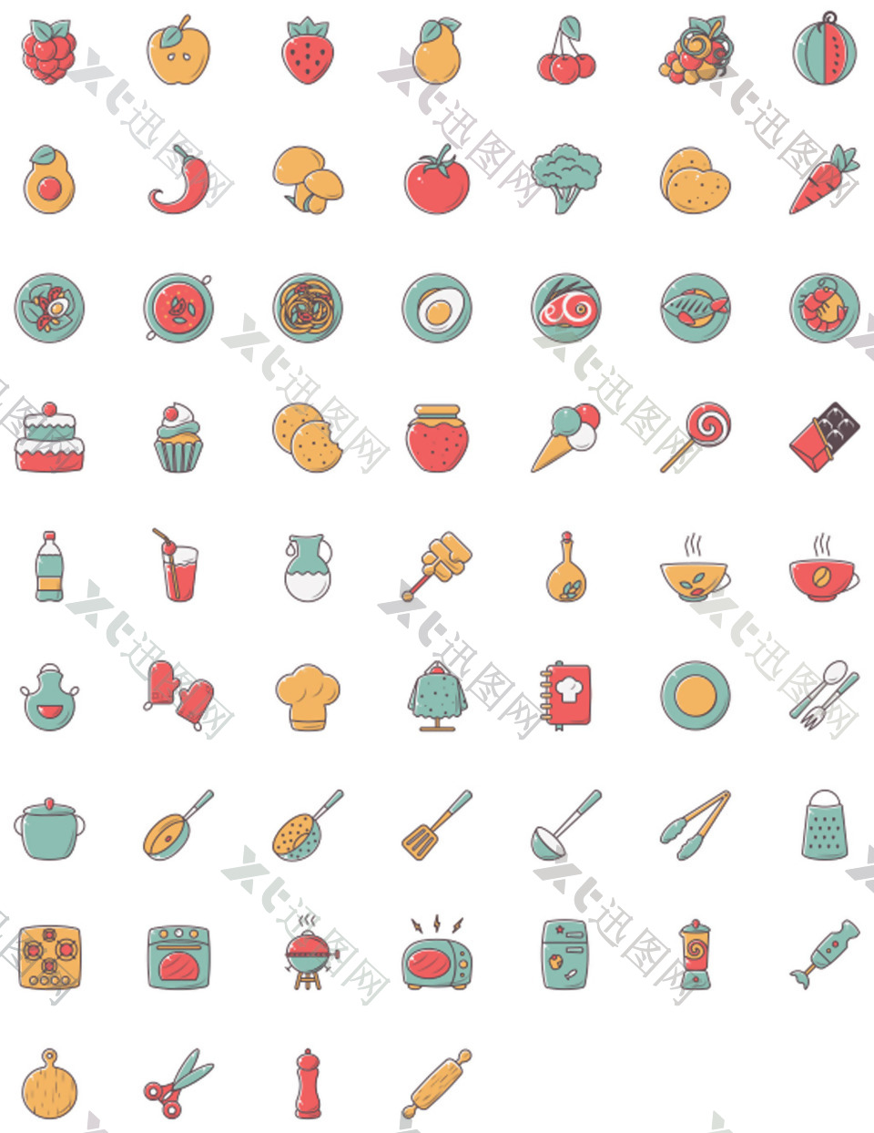 美食零食水果蛋糕西点厨房用品icon图标