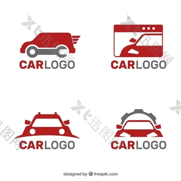 灰色和红色汽车标志的收集