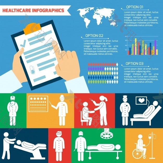 医疗保健信息图表模板