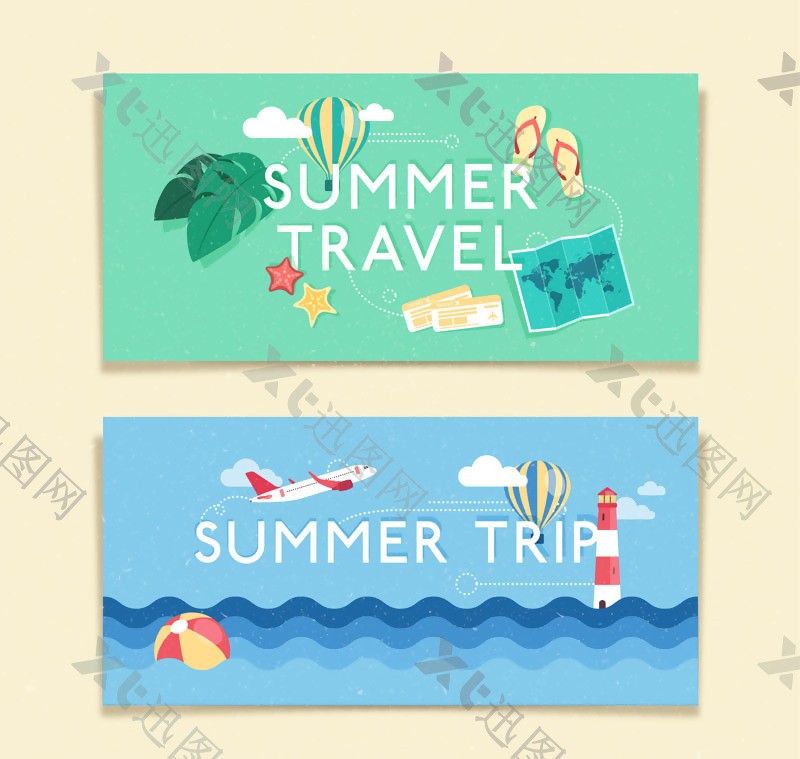 2款夏季旅游banner设计矢量