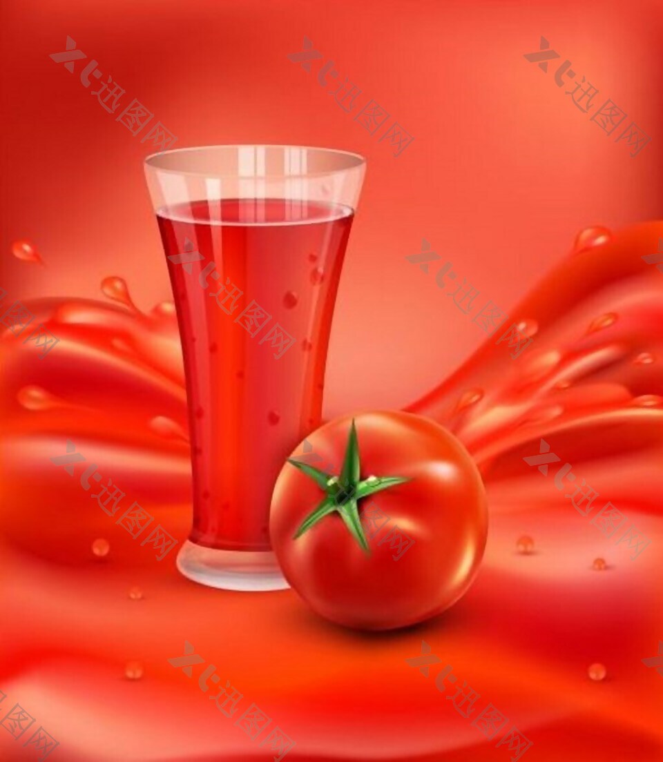 番茄汁红色广告背景
