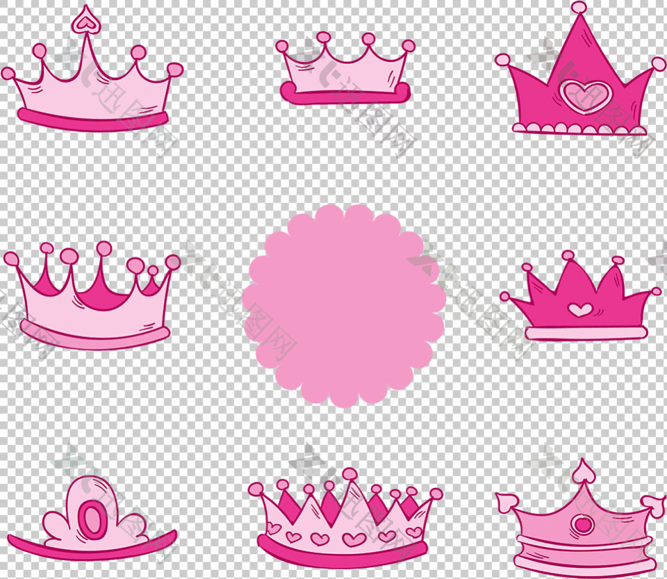 粉红色皇冠图标免扣png透明图层素材