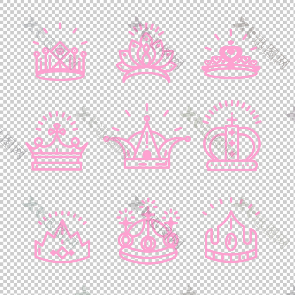 粉色皇冠图标免抠png透明图层素材