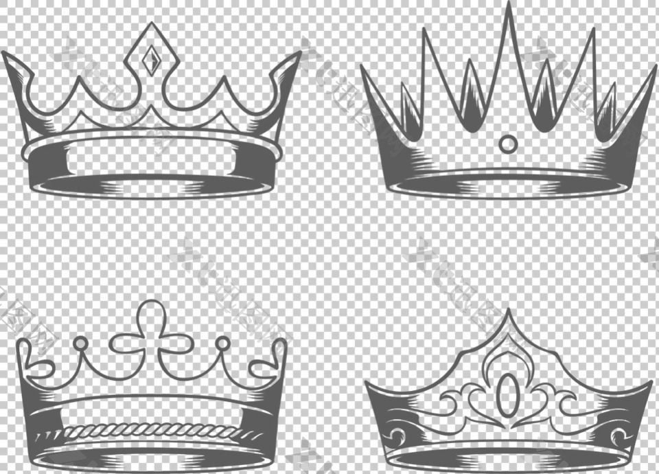 手绘灰色皇冠免抠png透明图层素材