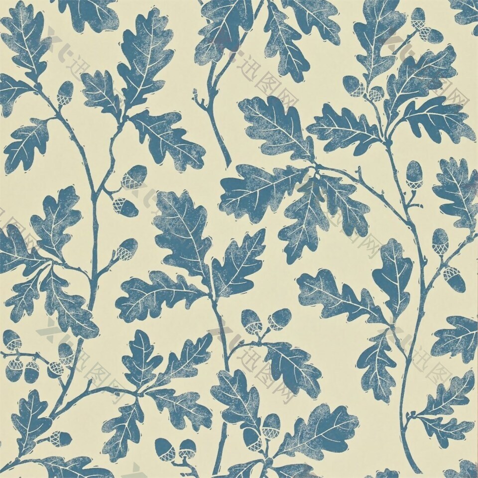 蓝色树枝图案壁纸